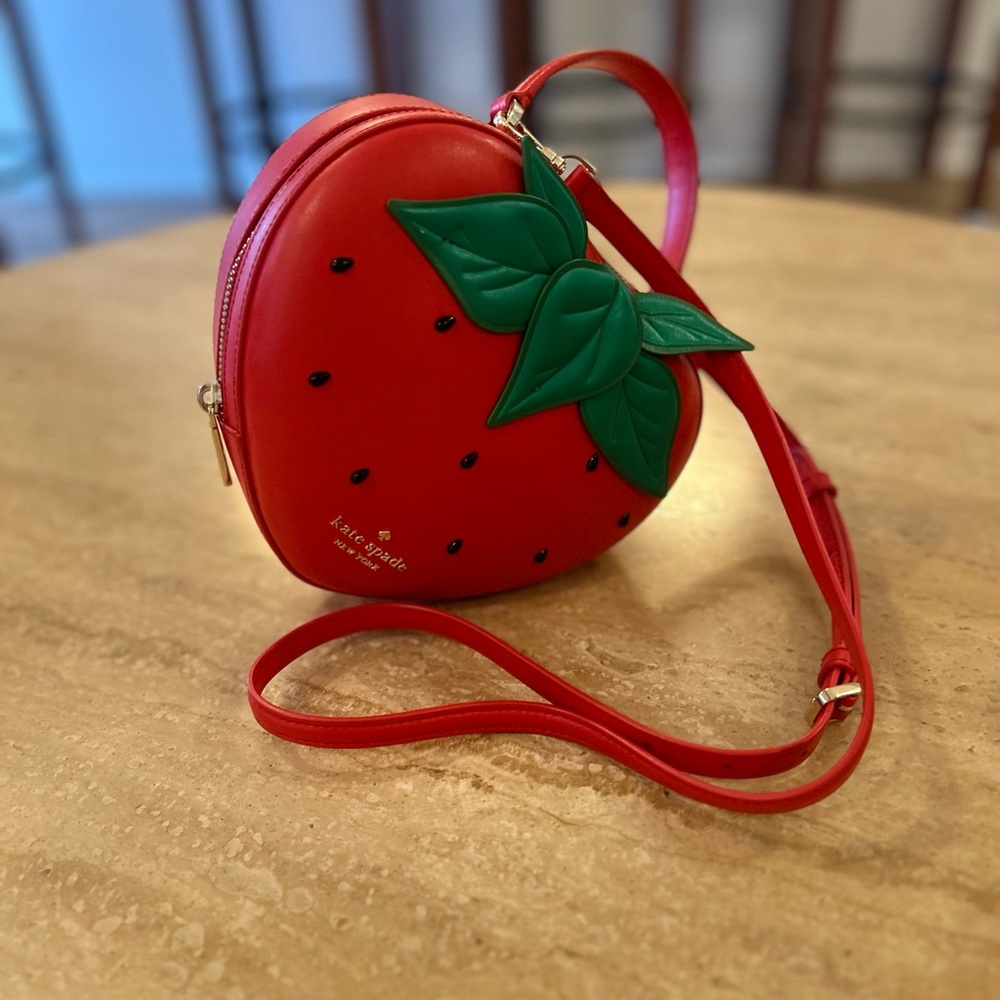 Kate Spade Red and Green Strawberry Crossbody Bag